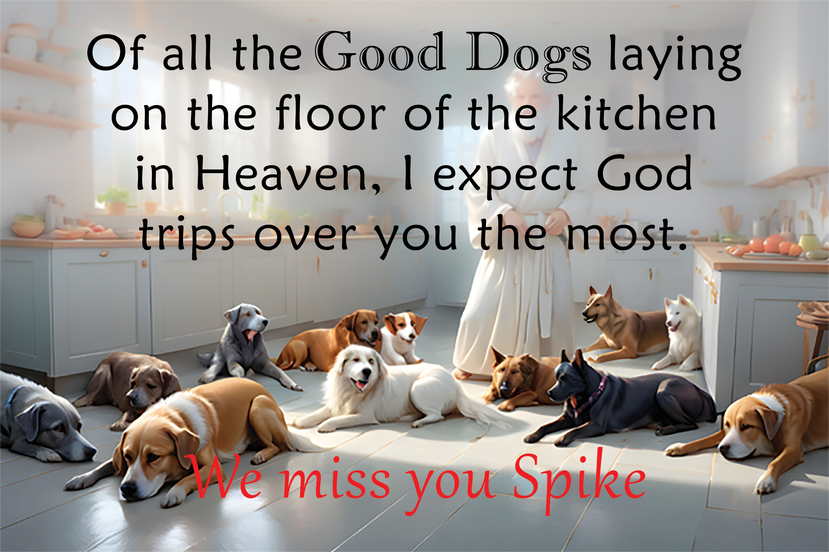 Dogs in Kitchen Aluminum Print